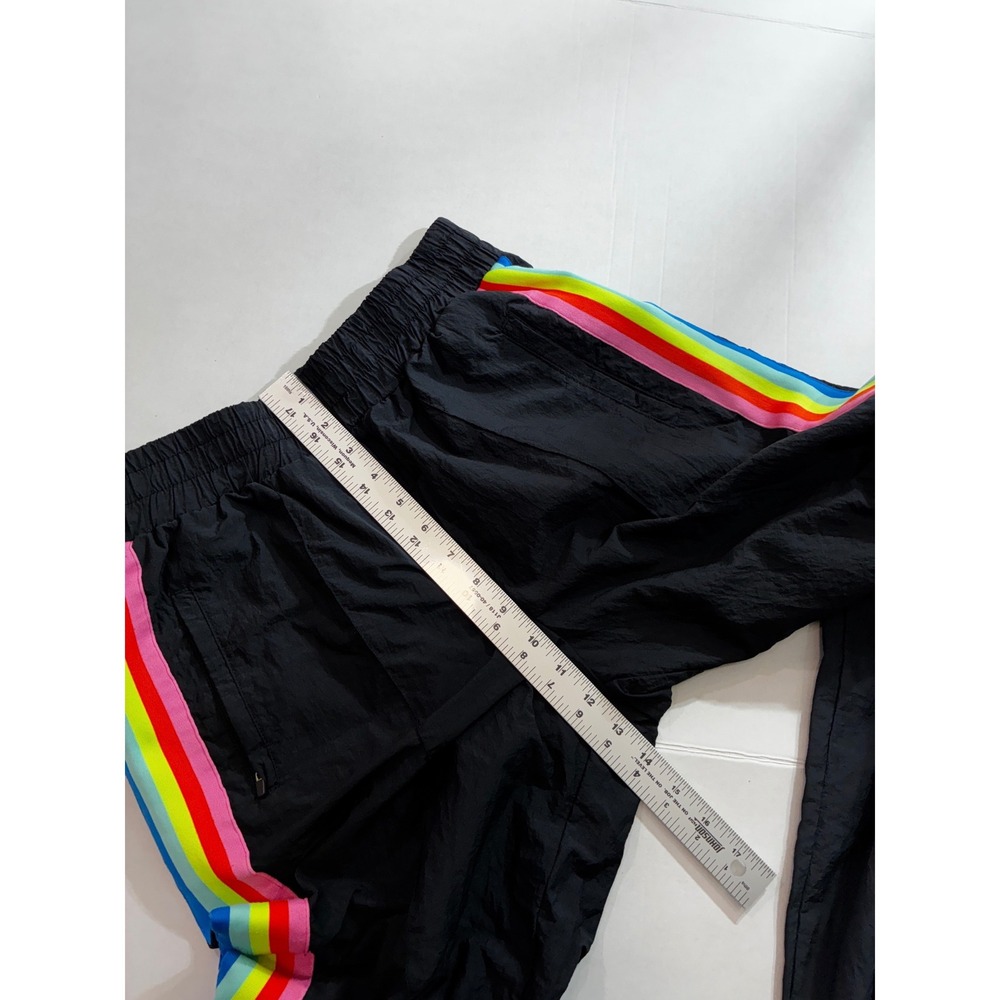 Fabletics Joggers Womens M Black Excellent Rainbow Side Stripe Nylon Track Pants - Picture 5 of 10